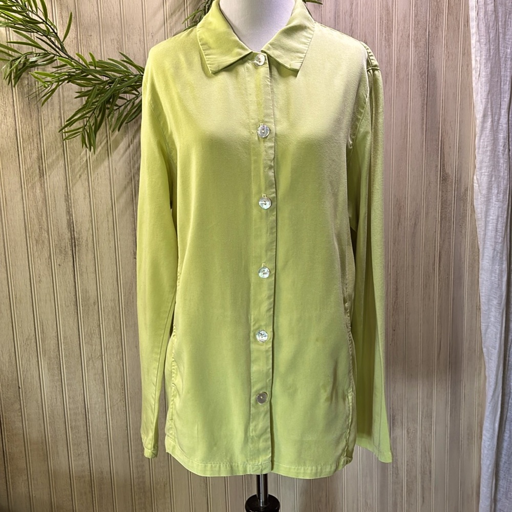 Cut Loose Lime Green Jacket, Pockets, Abalone Shell Button Up, Medium, EUC
